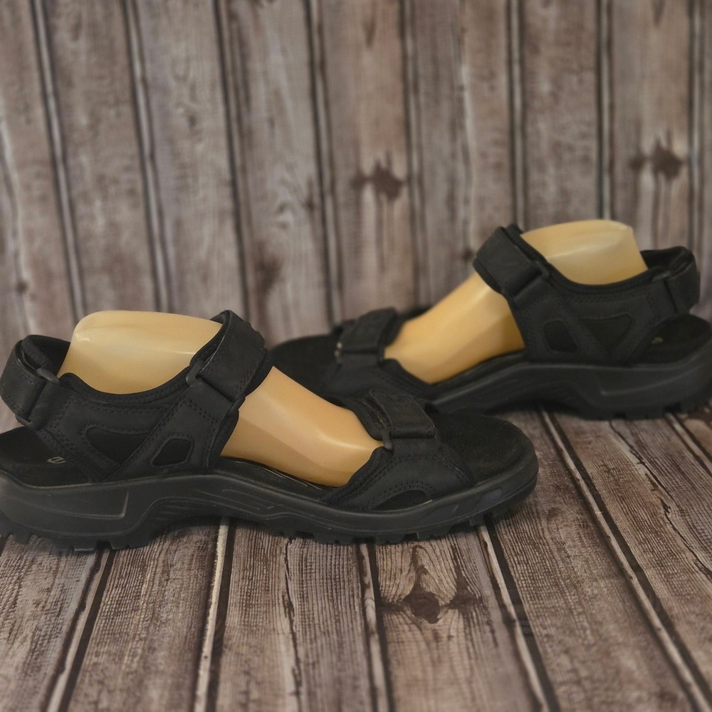 Sz 47/ 13-13.5 Mens ECCO Yucatan Black Leather Sport Hiking Sandals VGUC! - Picture 5 of 7